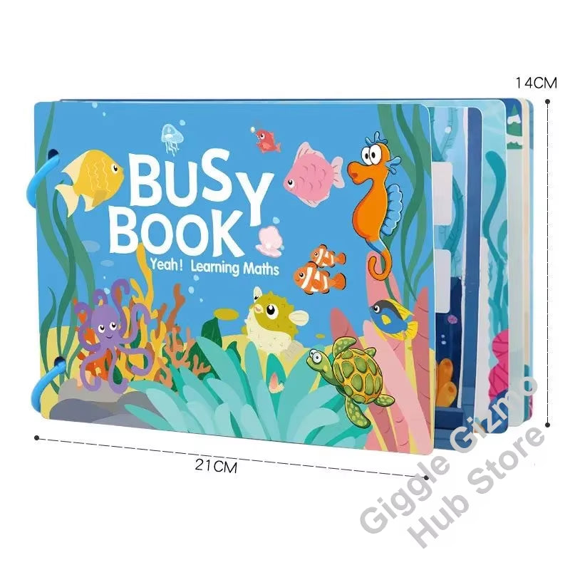 Busy Book for Toddlers Ages 2-6 Quiet Book Preschool Learning Activity Reusable Sticker & Velcro Matching Montessori Fine Mot
